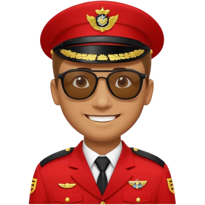 Smiling military man with sunglasses in red uniform emoji