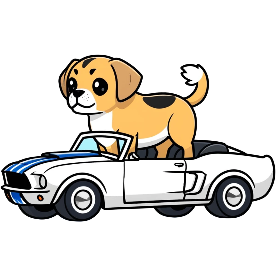 Shelby Mustang driven by a puggle  emoji
