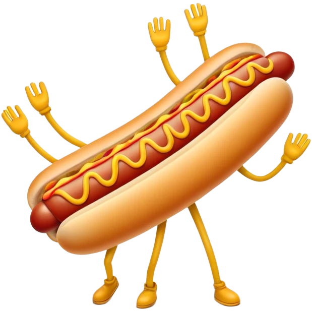  Hotdog with arms and legs  emoji