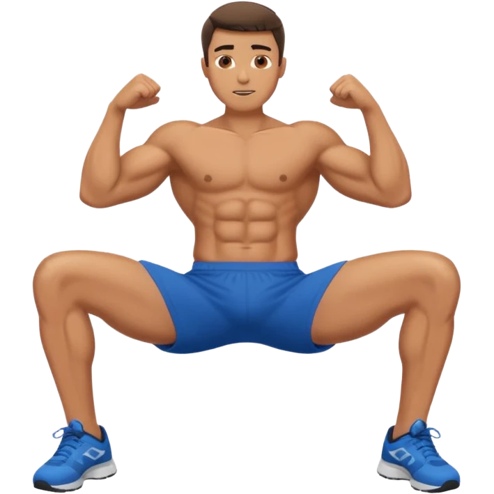 Man working out, doing crunches in athletic clothes emoji