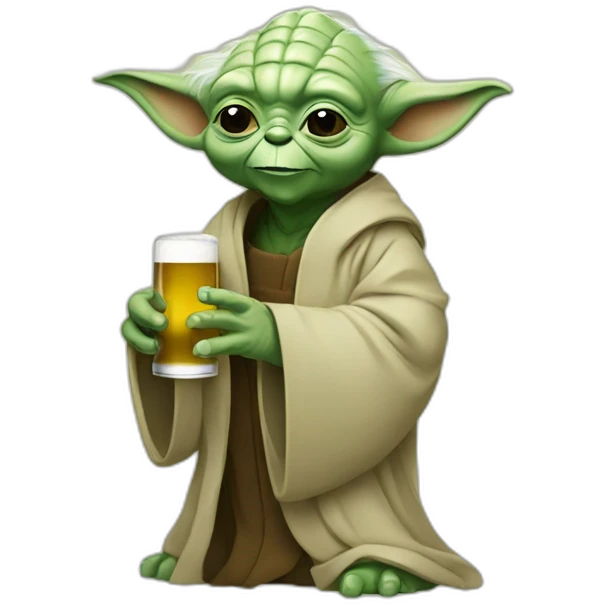 Yoda drinking beer emoji