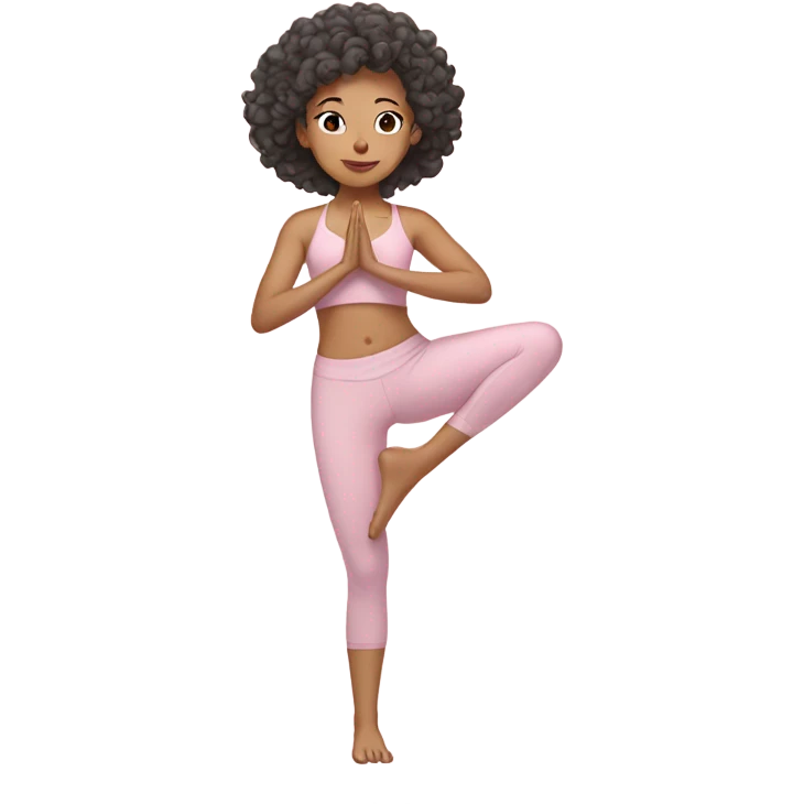 asian yoga girl light pink clothes  curly hair emoji