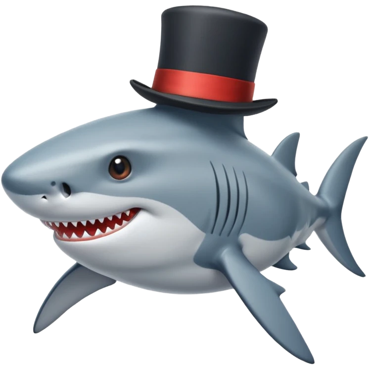 Shark with a top hat emoji