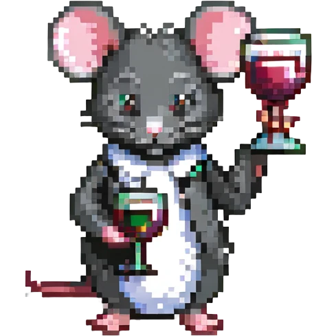 mouse with glass of vine emoji