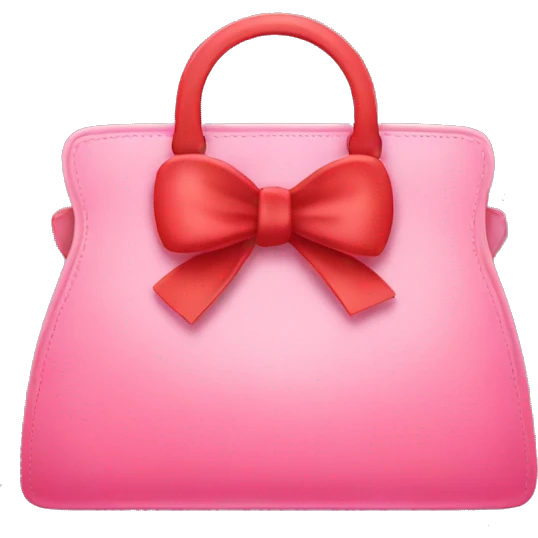 A pink handbag with a red bow emoji