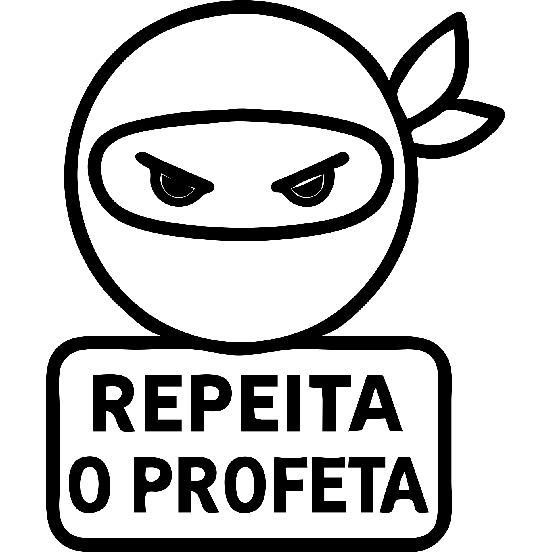 ninja with red eyes and the logo 'repeita o profeta' emoji