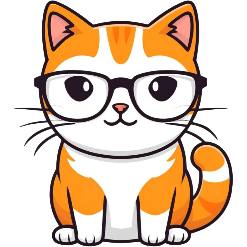 Orange and white cat wearing glasses emoji