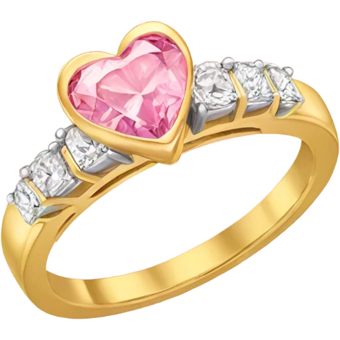 Gold engagement ring with pink heart diamond  emoji