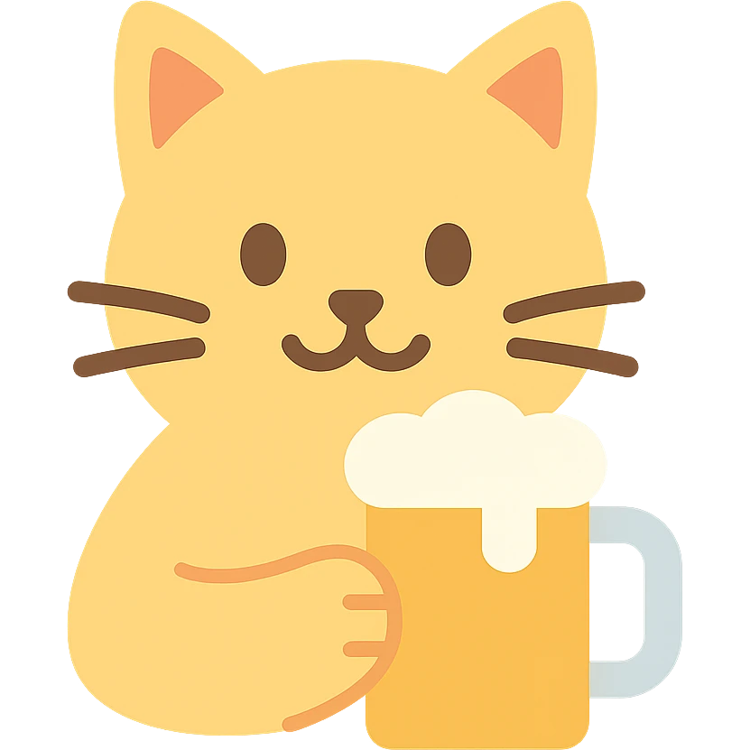 cat holding a beer emoji