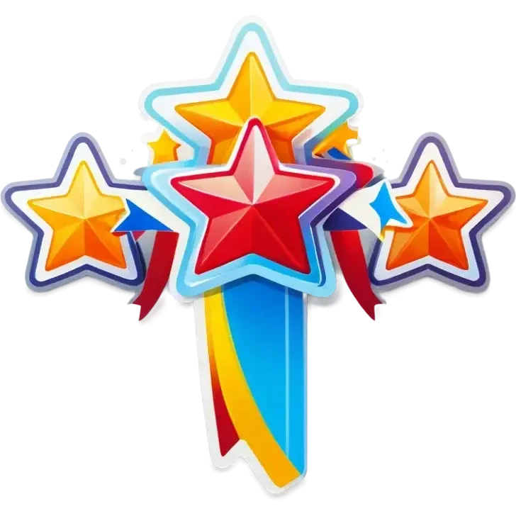 celebration with big five stars in row emoji