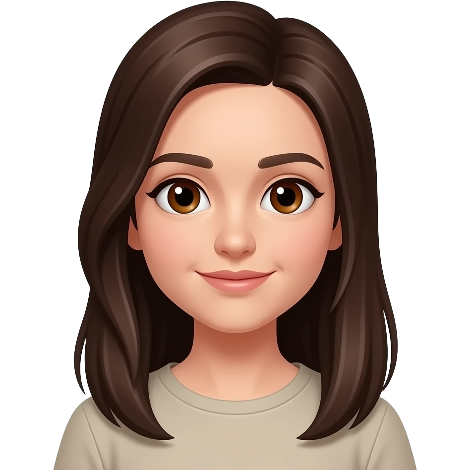 chica pelo moreno muy  oscuro largo y liso  que  no tenga  flequillo  y ojos marrones emoji