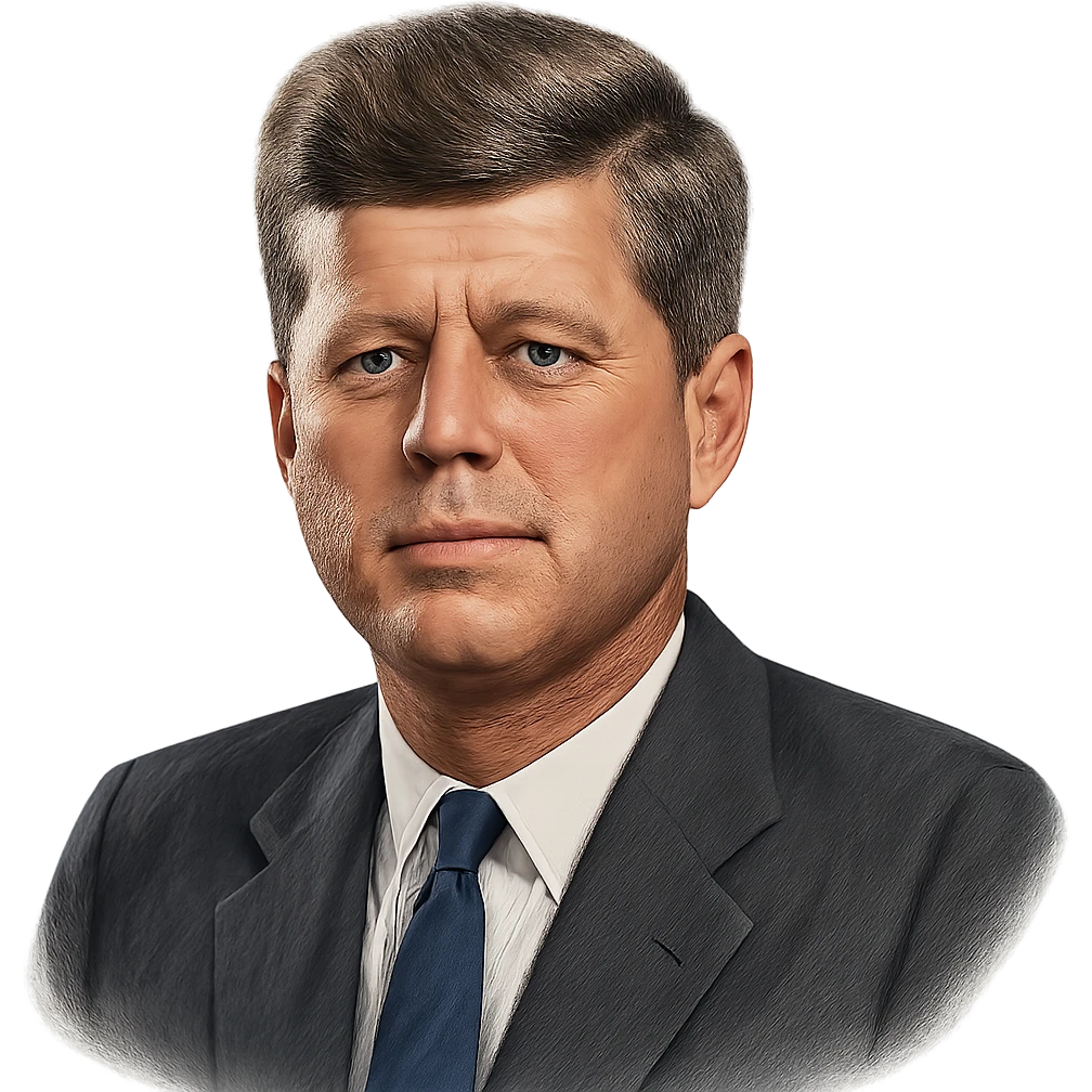 realistic icon of John F. Kennedy, clean and focused, no background emoji