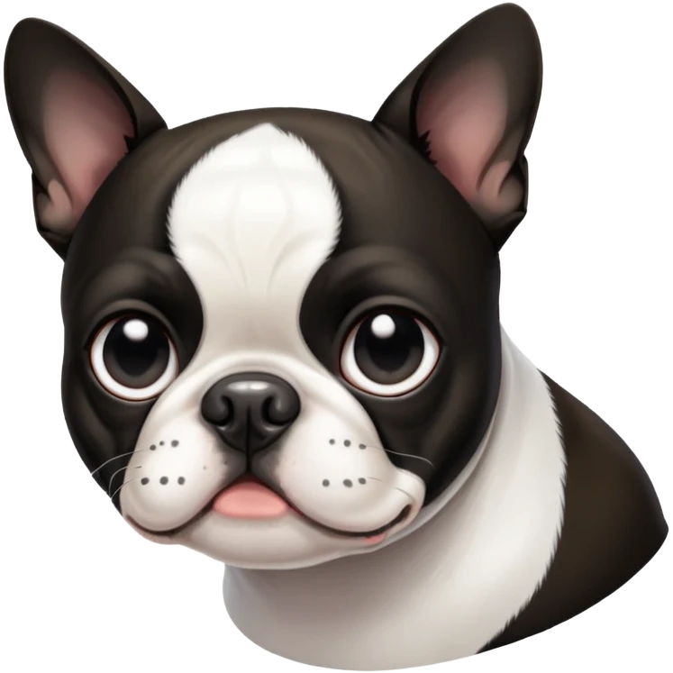 Boston Terrier with no black over left eyes emoji