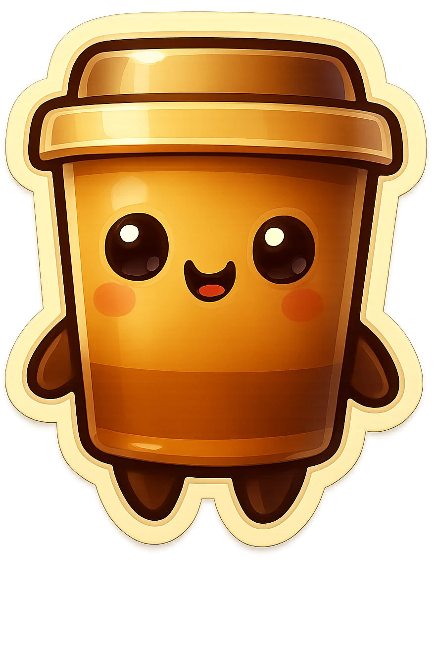 Tall coffee cup, large heart, chaotic heart emoji