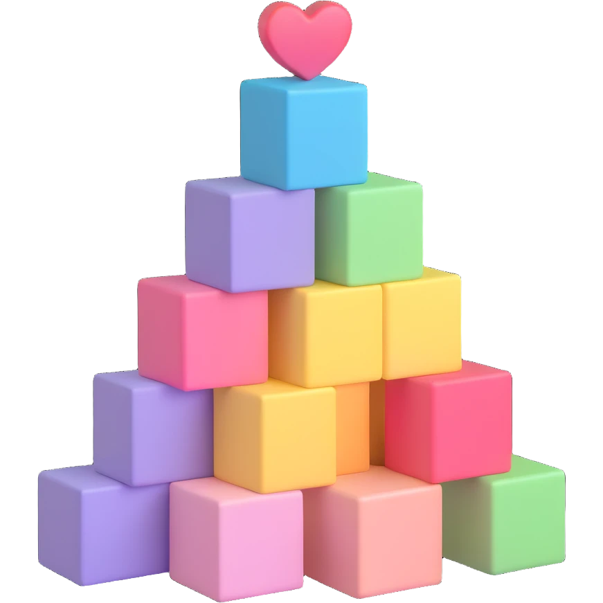 stack of pastel blocks with a heart, playful and safe, no text emoji