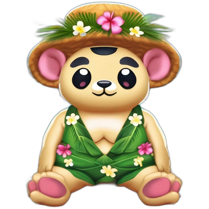 a kangoro wearing an hawaii bath trunk emoji