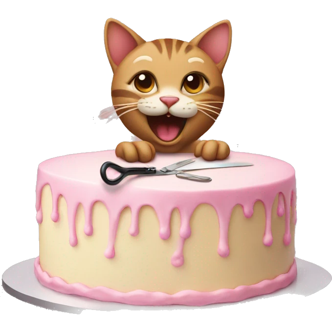 A cat with cutting cake  emoji