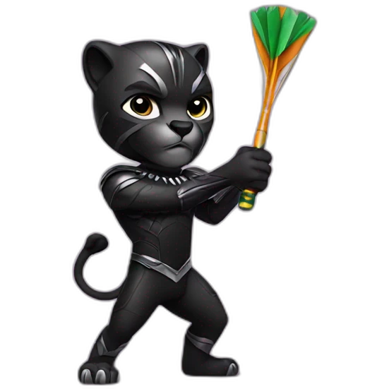 Black panther playing Dart emoji