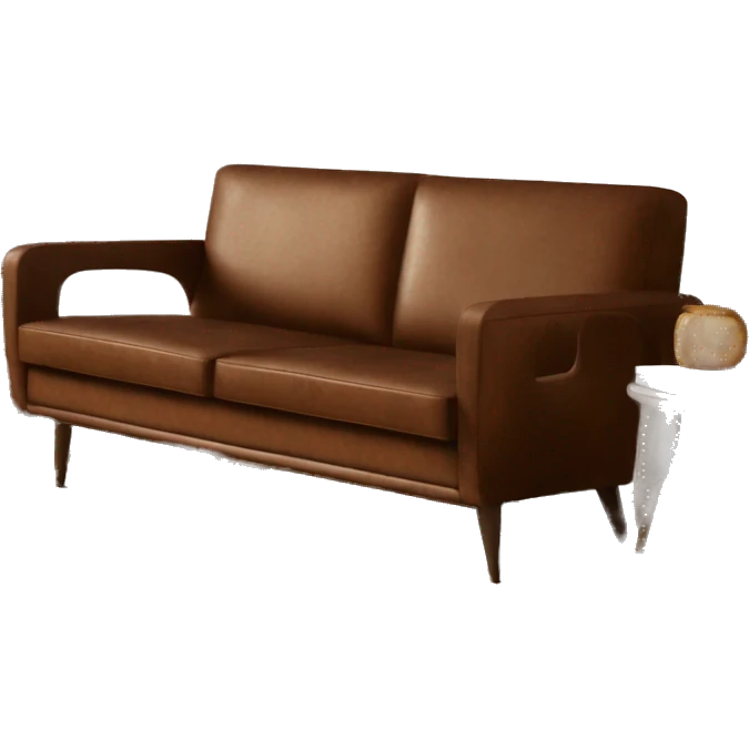 Brown leather mid century-modern couch from WestElm emoji