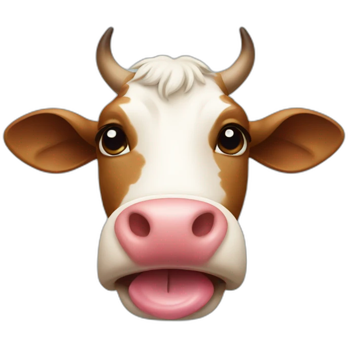Cow sticking its tongue inside its nose emoji