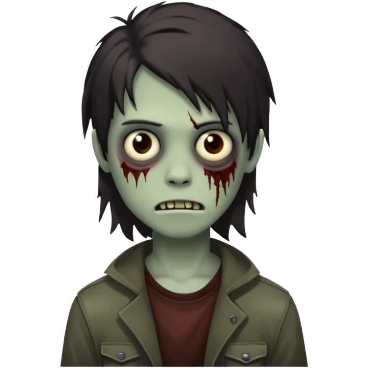 boy zombie with darkish brown not-so long hair emo emoji