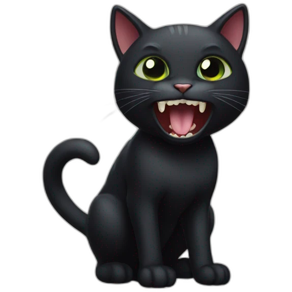 black cat with fangs emoji