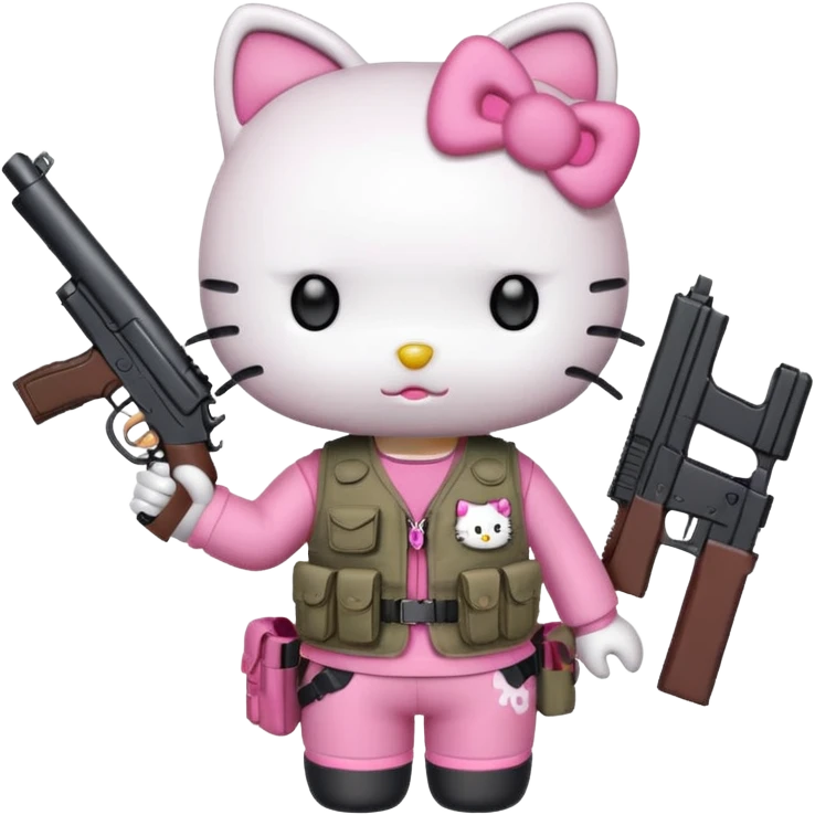 Hello kitty whit a gun  emoji