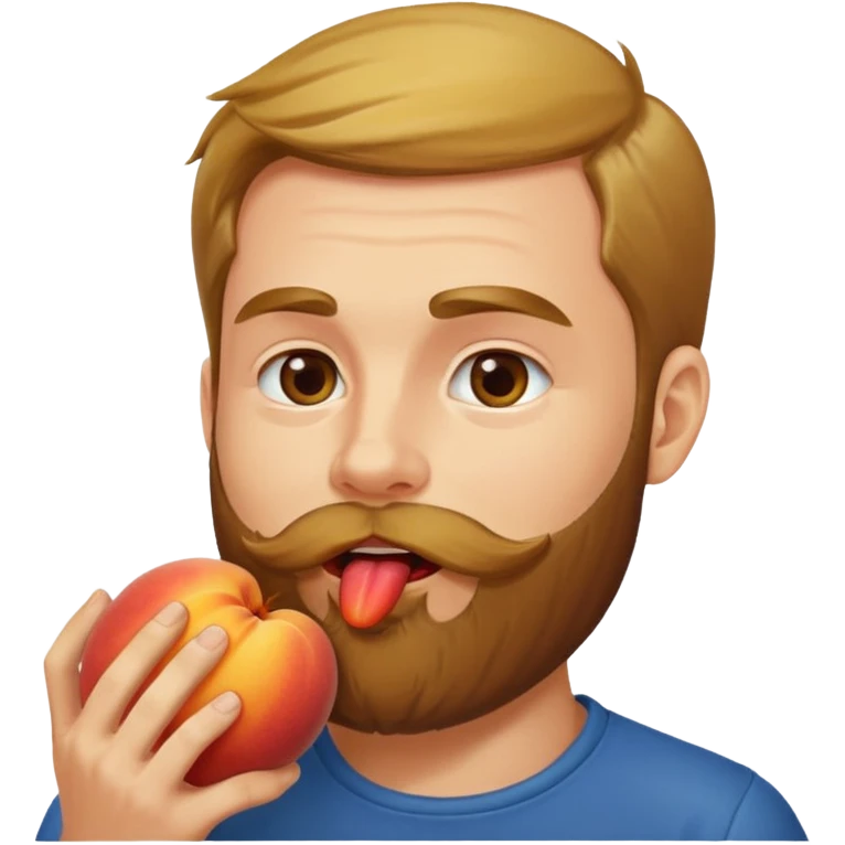 Man with beard licking peach emoji