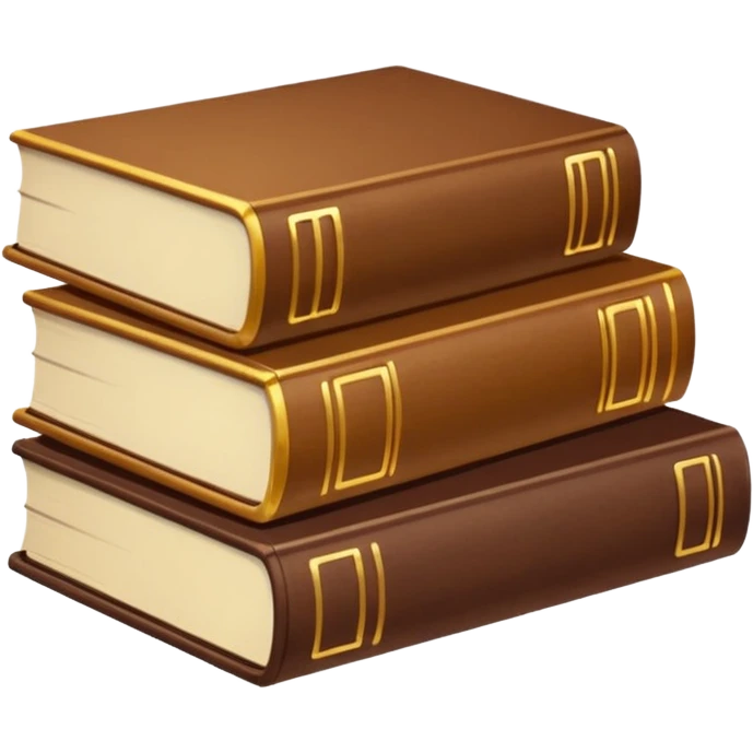 стопка книг коричневых оттенков с золотыми элементами. лежат друг на друге все закрытые. 3 штуки. 

 emoji