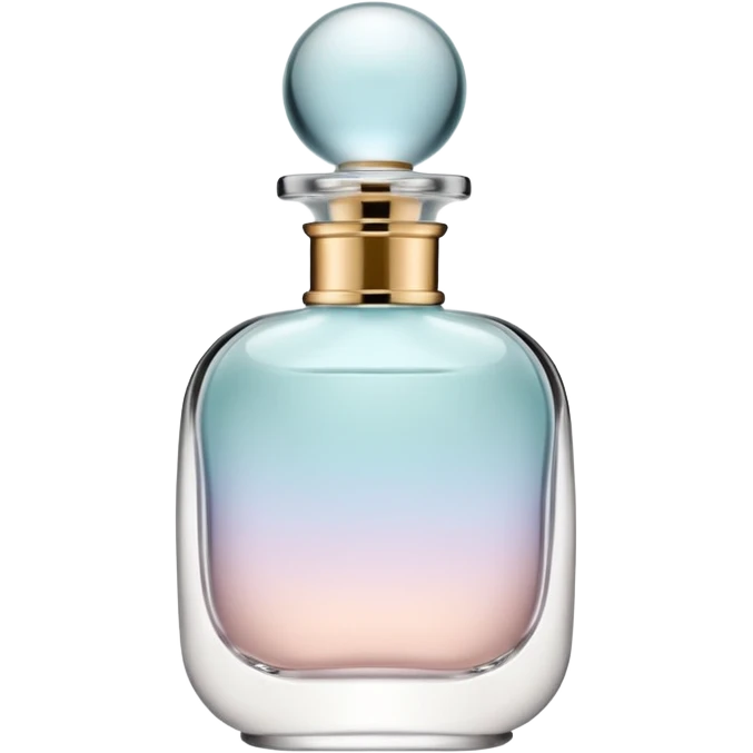 luxury perfume bottle in the style of iOS 18 Memoji, modern and sleek, soft pastel colors, elegant cap, no text emoji