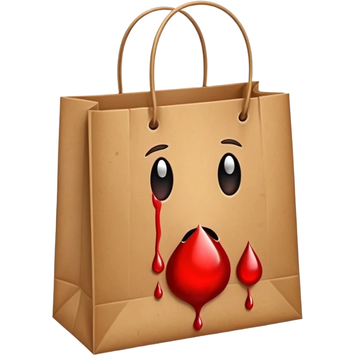 shopping bag brown with blood drops no face emoji