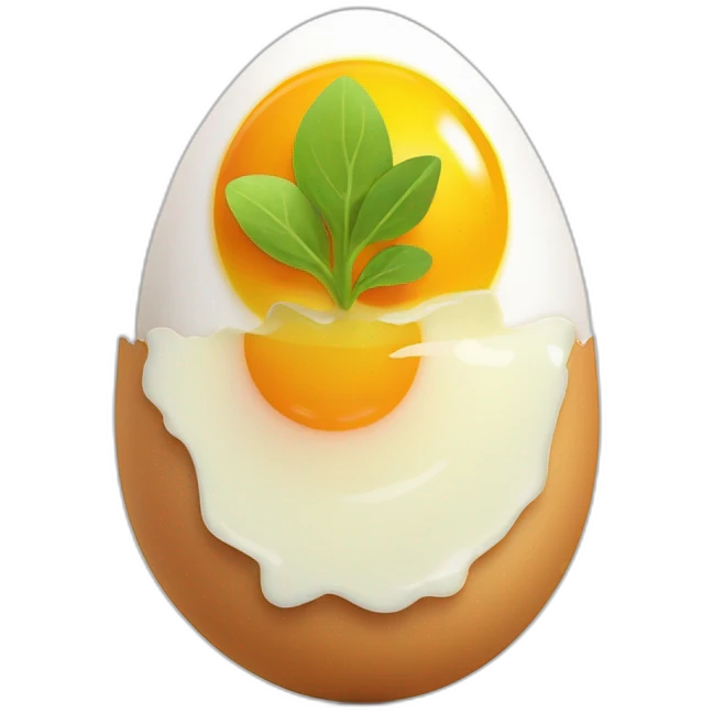 Sunny-side-up egg with sprout on face  emoji