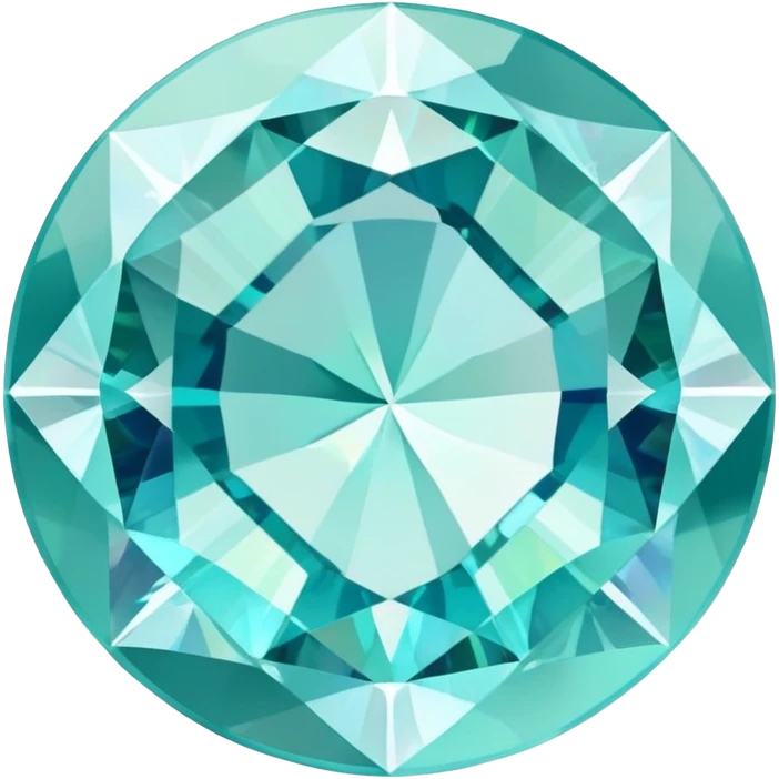 round cut aquamarine gem with pale blue-green color and swirling holographic color play emoji