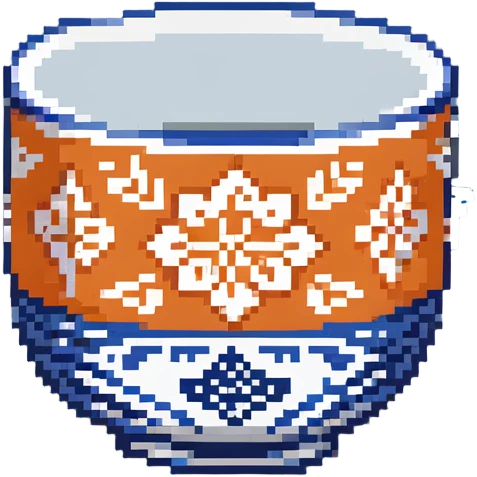 traditional Chinese tea cup with blue and white porcelain design without handle emoji