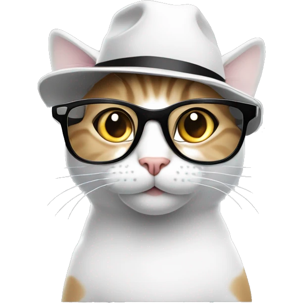 Mulatto hiphop confident business young adult cat pfp with smart glasses and white hat emoji
