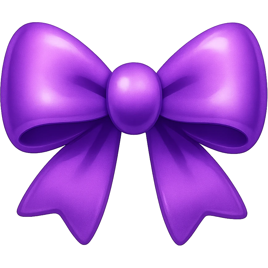 purple bow emoji, cute and shiny, with a gradient effect emoji