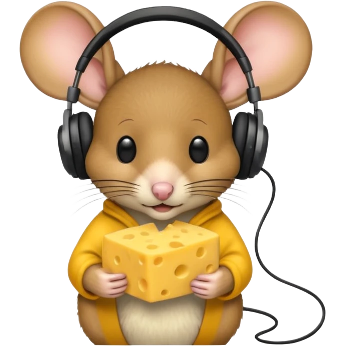 Mouse with cheese and headphones emoji