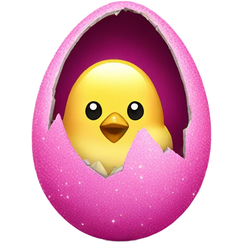 Pink sparkly chick inside of cracked egg emoji