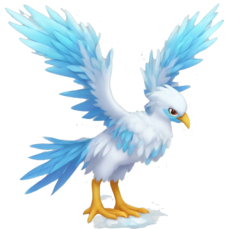 Fantasy legendary godly ice bird Cryo-snow-Phoenix Fakemon full body emoji