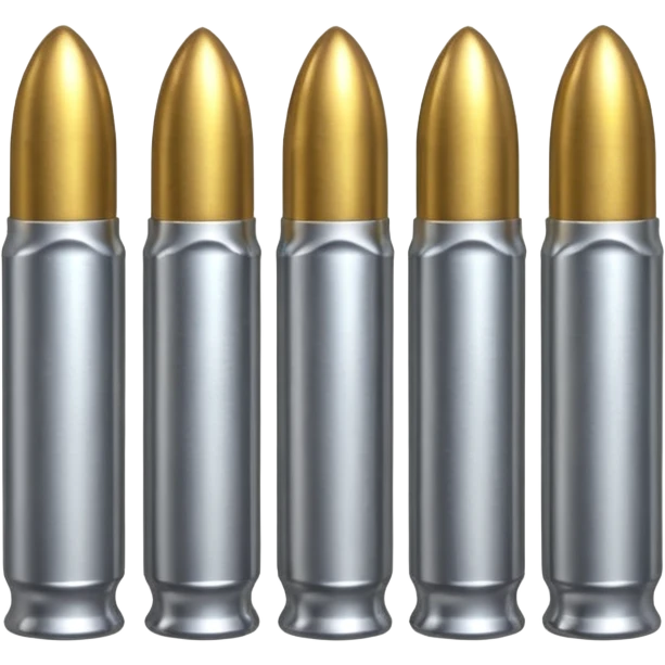 five gun bullets. four of them of one color and the fifth one of another color emoji