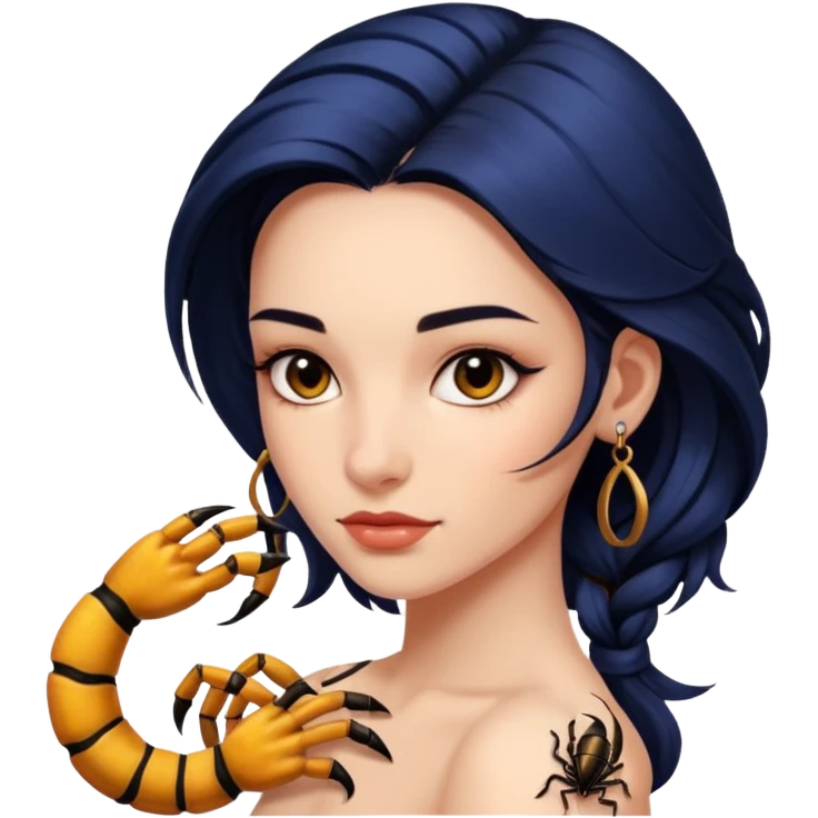 Girl with tattoo, Scorpion zodiac sign. emoji