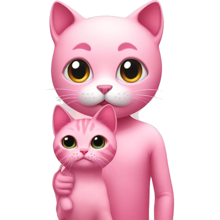 Pink cat with a human emoji