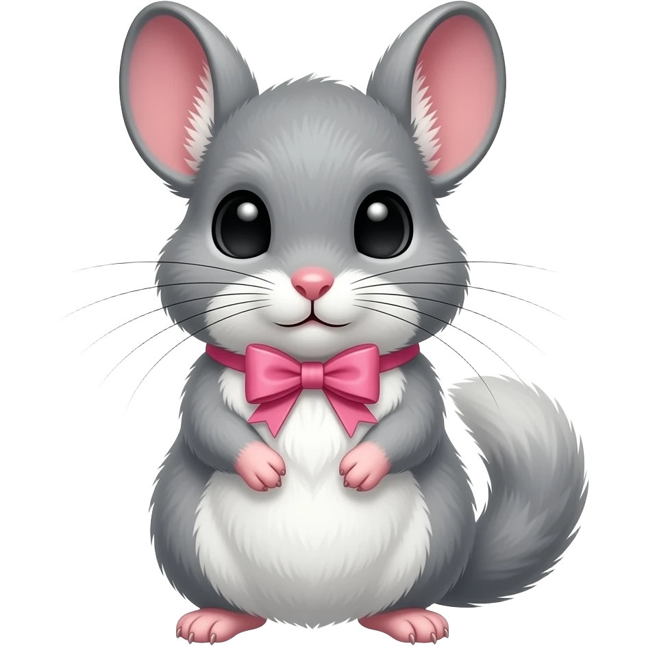 Chinchilla con moño rosa emoji