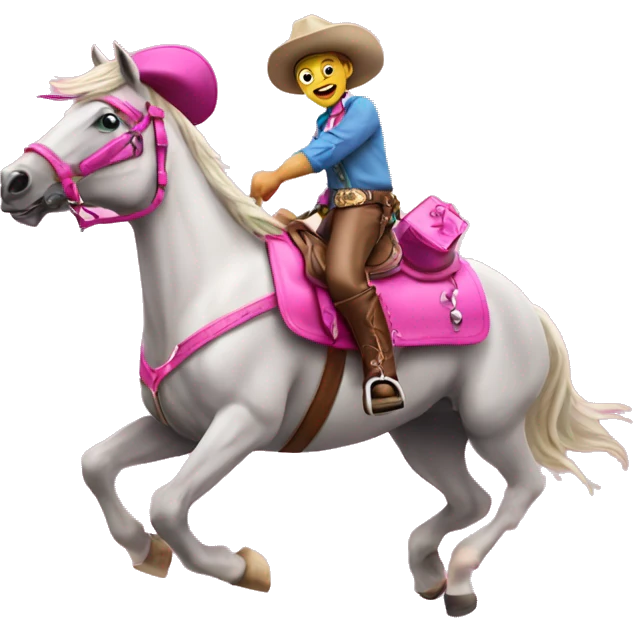 galloping horse with pink cowboy hat and pink accessories  emoji