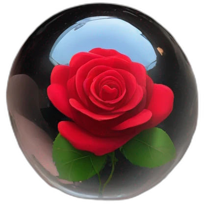 Red rose in a dark shiny glass sphere  emoji