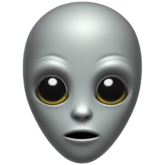 Grey alien head no details simple black round eyes emoji