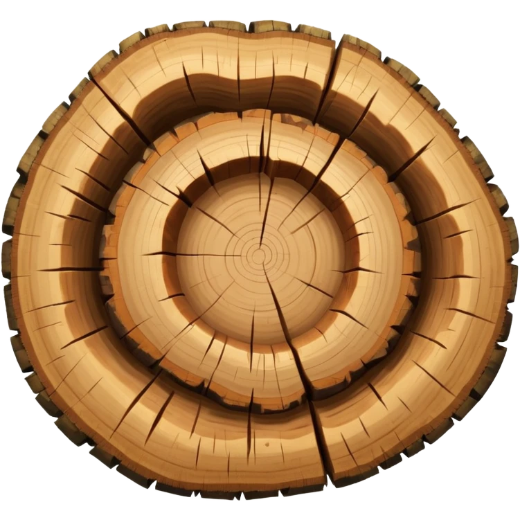 letter w inside the cut piece of a tree trunk with tree rings emoji