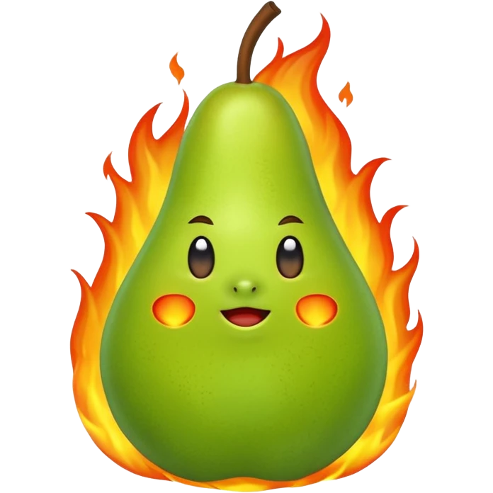 grüne birne in flame emoji