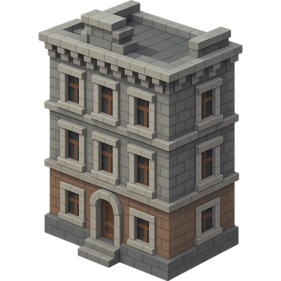 old Saint Petersburg building, decorative cornices, muted gray and brown colors, isometric view emoji