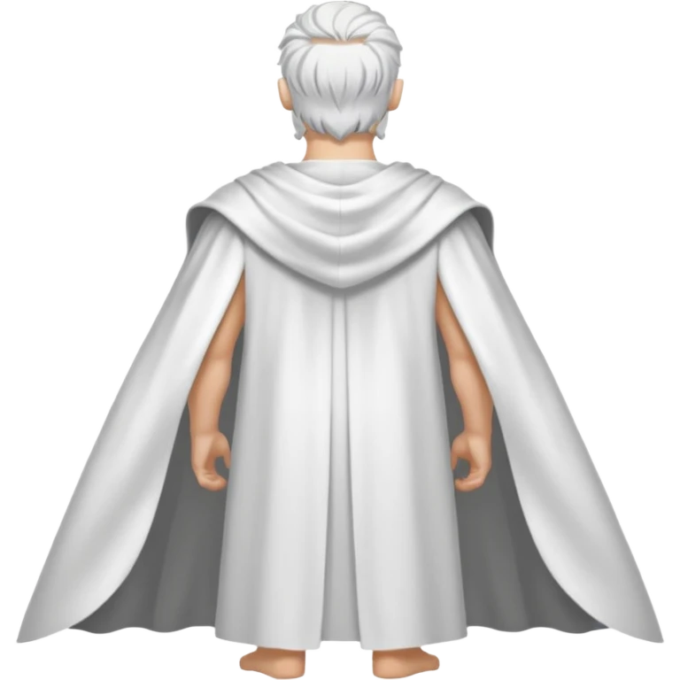 fullbody silverhair god ZEUS, white cape, standing still backview emoji